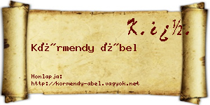 Körmendy Ábel névjegykártya