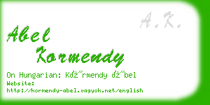 abel kormendy business card